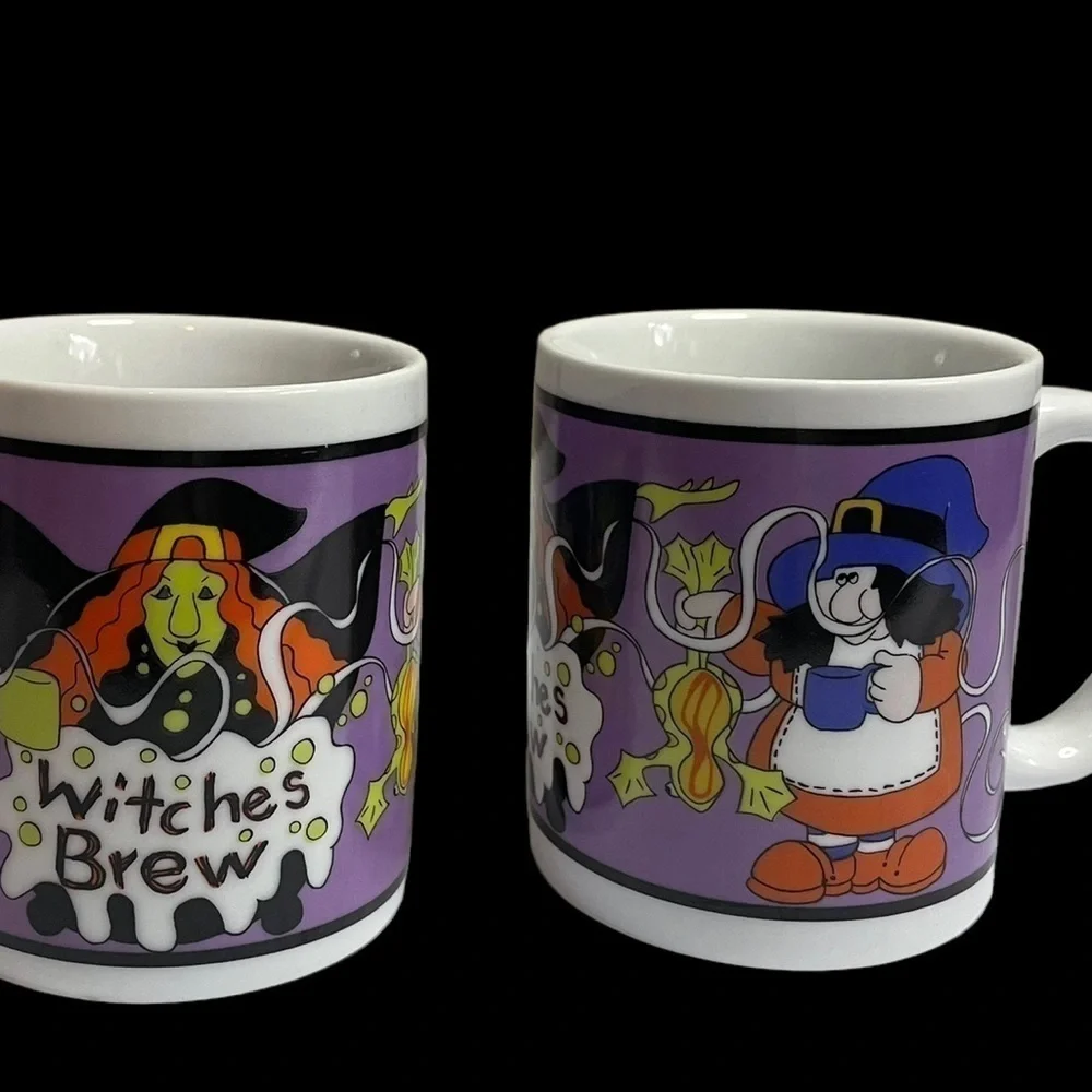 2 matching Witches Brew Halloween Coffee Mug cup